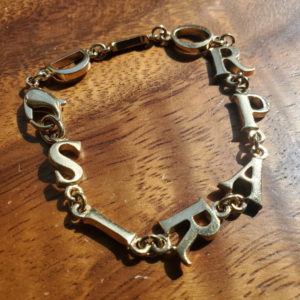 Dior Paris Vintage Goldtone Spell-Out Links Bracelet